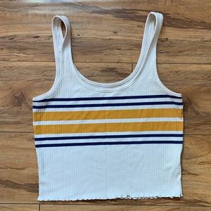 Yellow white and blue tank top